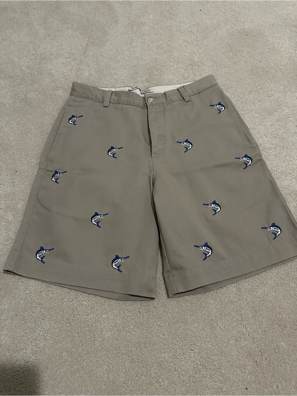 Berle Khaki Shorts with Blue Embroidered Marlin